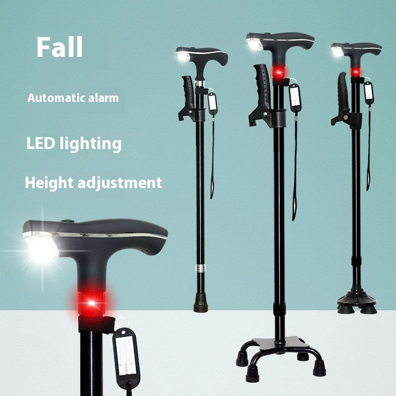 Elderly Non-slip Multi-function Automatic Alarm With Light Telescopic Walking Stick Elderly Non-slip Multi-function Automatic Alarm With Light Telescopic Walking Stick